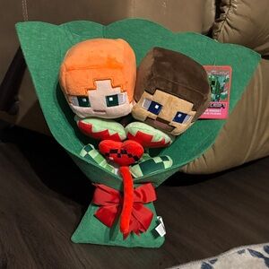 Minecraft Plush Bouquet Steve and Alex! Brand New!